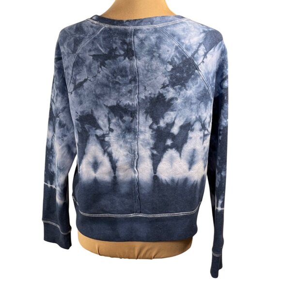 Joy Lab Sweatshirt Cropped Tie Dye Blue White XS Extra Small Crew Neck - Picture 3 of 5